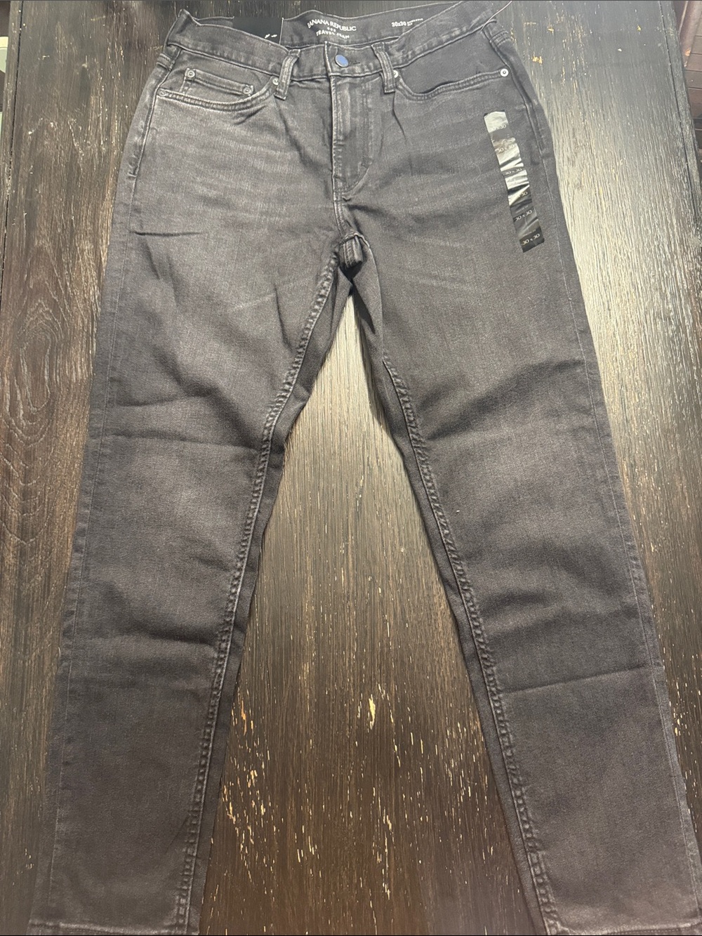 Banana Republic Men's Travel Athletic Skinny Jeans in Charcoal Black